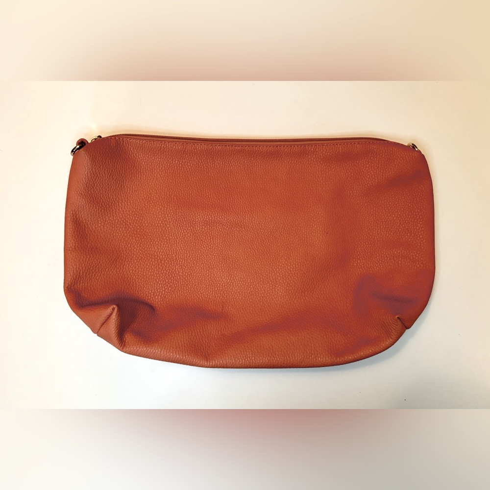 [Inzi] Peach Leather Medium Clutch Bag